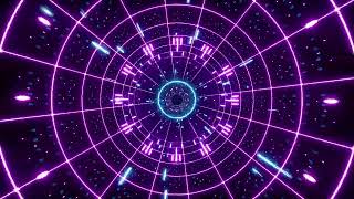 10 HoursNeon Light Circle Grid Tunnel VJ Loop 4K | Background Party