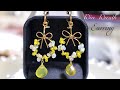 【2mmラウンド・3mmボタン】リボンリースイヤリングの作り方　diy wire wreath earrings