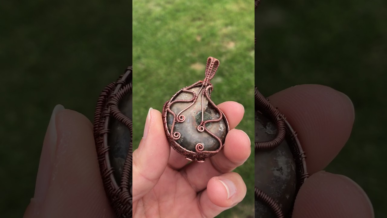 Ammonite Fossil Copper Wire Wrap Pendant