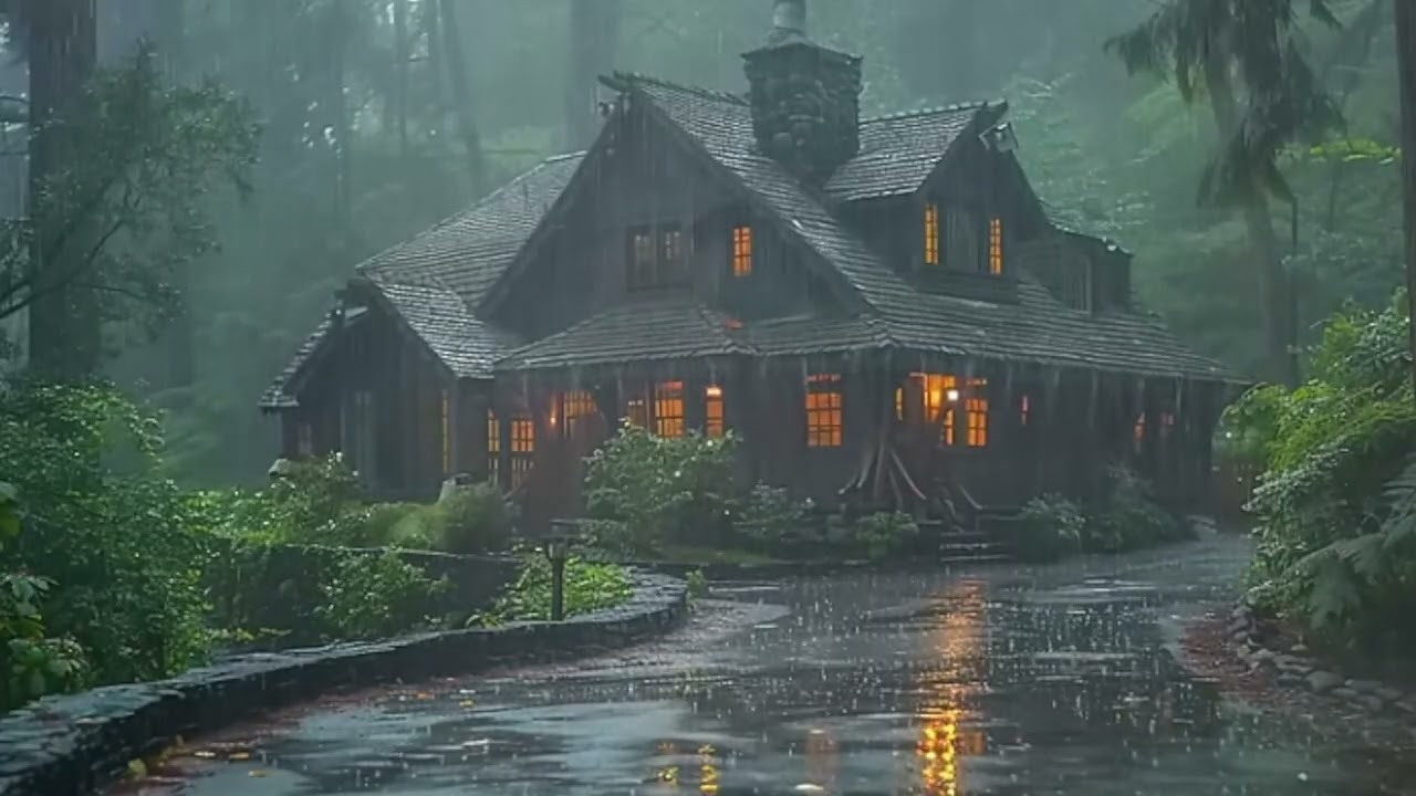 House in Heavy Rain Forest 🌧️ Relaxing Rain Sounds for Deep Sleep & Stress Relief