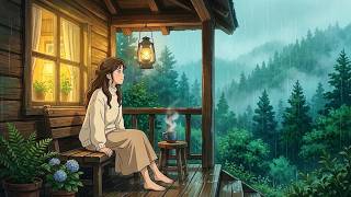 Rainy Mountain Cabin: Sipping Hot Coffee on a Cozy Porch | Ghibli-Style ASMR screenshot 5