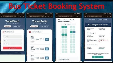 Complete Bus Ticket Booking System using Google Apps Script & Google Sheets