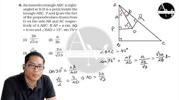 An isosceles triangle ABC is right-angled at B.D is a point inside thetriangle ABC. P and Q are the