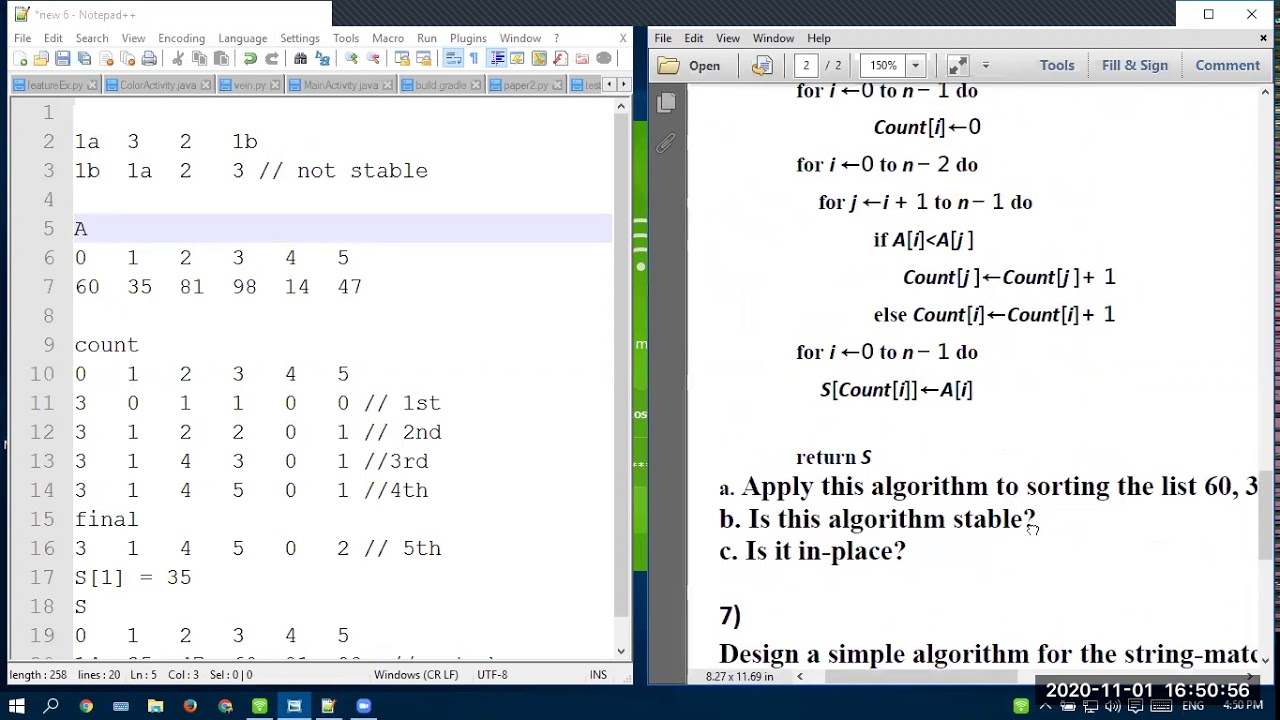 Algorithms - sheet 1 part 2 - YouTube