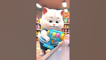 Cute Kitten Buys Bubble Gun & Gets Trapped in Bubble! 🐱✨ #shorts #funny #cat #cute #animals #comedy