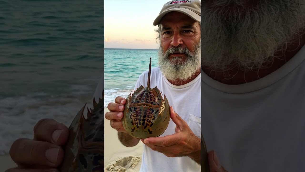 🦀 Holding a Wild Crab on the Beach 🌊✨ 