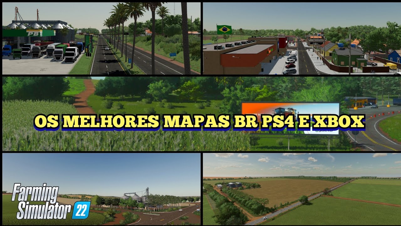 top 4 mapas BR para ps4 e Xbox Farming Simulator 22! os 4 melhores mapas brasileiros pro console!!