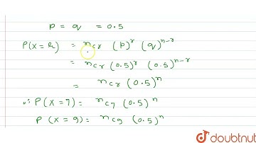 A fair coin is tossed a fixed number of times. If the probability of getting seven heads is equa...