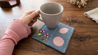 Easy Embroidered Mug Mat Tutorial | Cute Handmade Coaster Idea