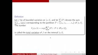 Integrators of bounded variation - Preliminaries