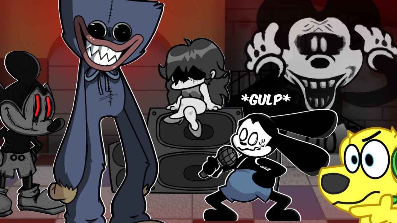 Friday night funkin huggy wuggy vs new mickey oswald vs mickey