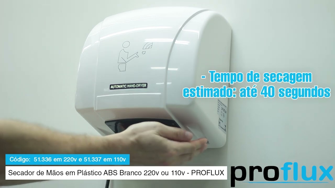 Secador de Mãos Automático em ABS Branco