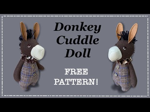 Donkey Toy Stuffed Animal Sewing Patterns . Puppy Donkey Lover Gift Cloth  Doll Pattern . Fabric Doll Donkey Stuffed Animal Sewing Pattern 