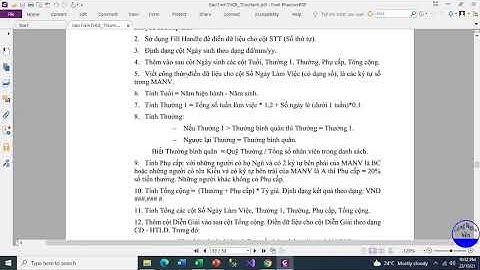Thực hành Tin học căn bản - Buổi 9 - Excel