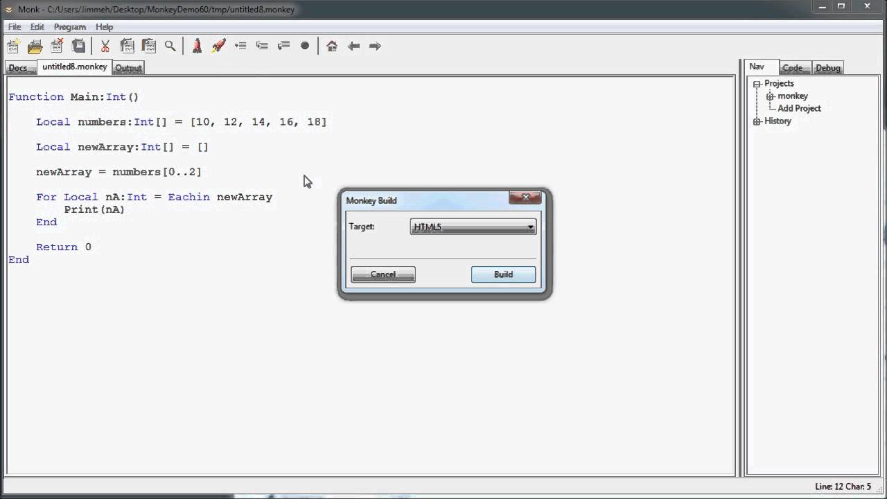 Beginning Programming in Monkey - 08 Arrays (2 of 2) - YouTube