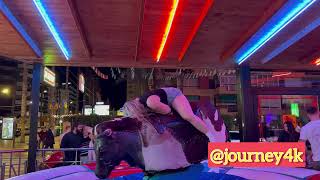 Beautiful  Ledy On The Mechanical Bull | Bull Riding In Benidorm