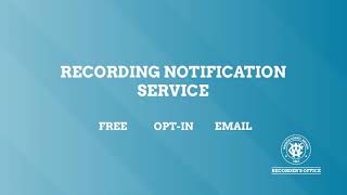 Washoe County Recorder's Office - Recording Notification Service