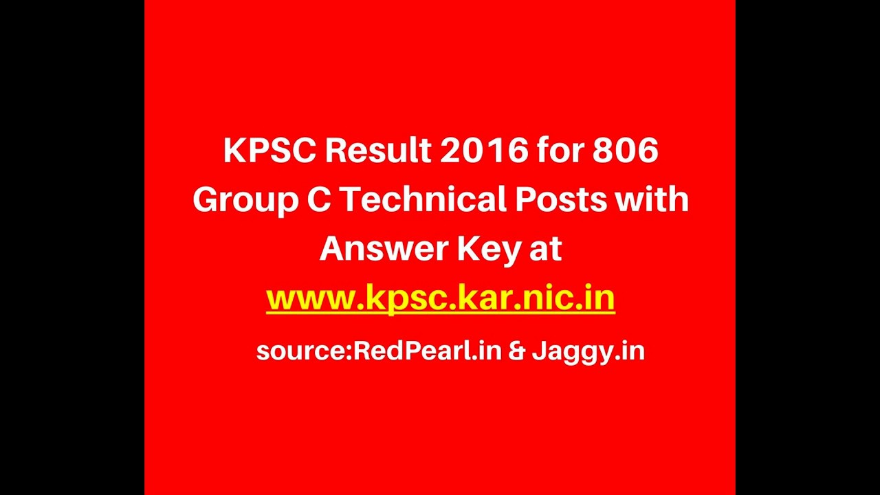 KPSC Result 2016 |  806 Group C Technical Posts with Answer Key  | RedPearl
