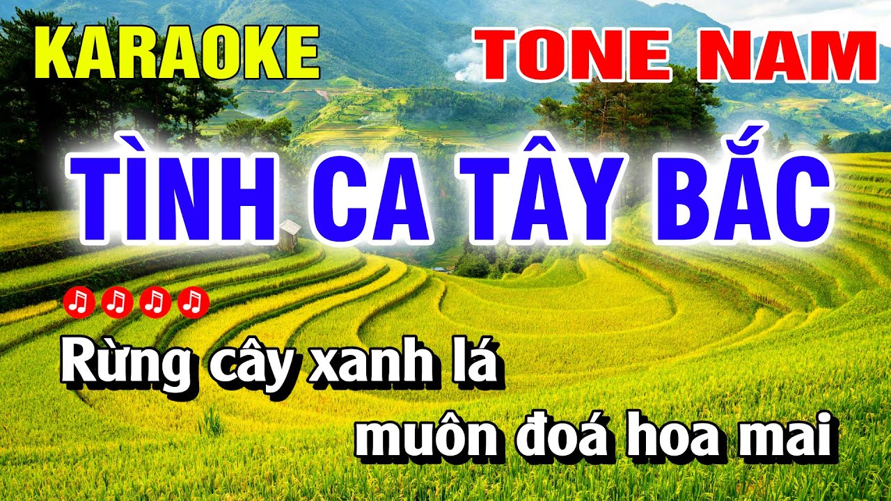 Karaoke Tình Ca Tây Bắc Tone Nam Nhạc Sống | Hoàng Luân