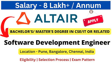 Altair Off Campus Drive for Fresher (0-3 Year) Software Engineer  Salary 8 LPA+ #freshersjobs #jobs