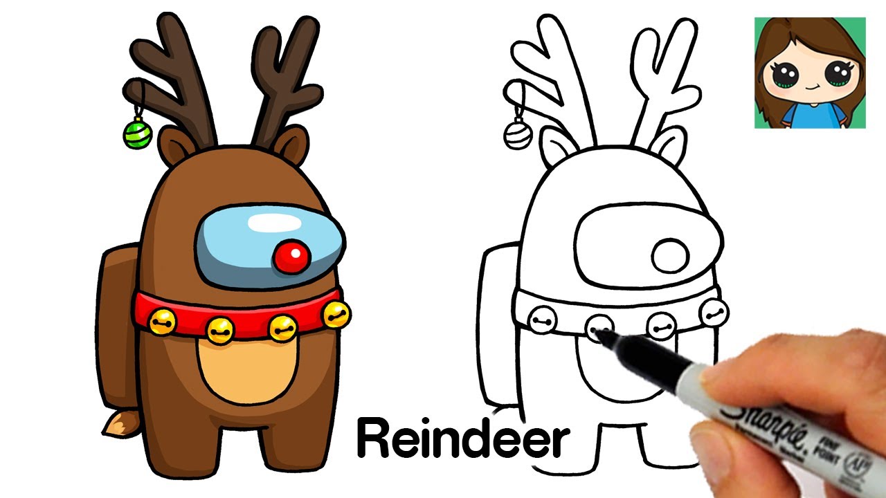 How To Draw Among Us Reindeer Rudolph Christmas 7 Youtube
