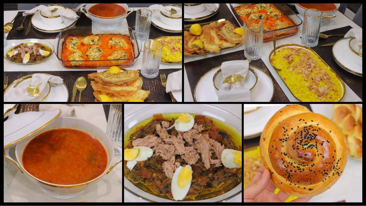 دبارة برمضان 🌙وجبة اقتصادية بدون تبذير و سريعة.لحمة تن/خبز مبسس/شربة/بريك/روز/سلاطة مشوية