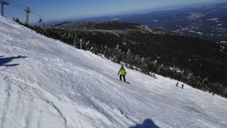 Zane skiing moguls on Upper Skyward