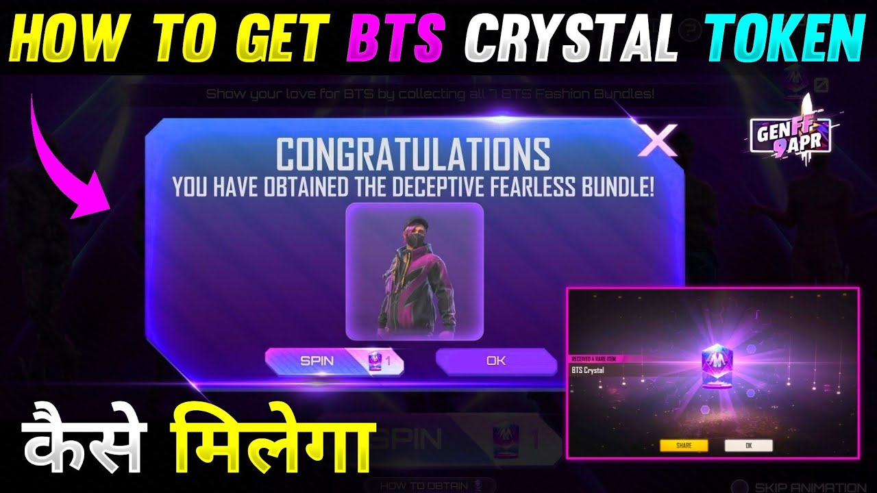 BTS EVENT FREE FIRE | HOW TO GET BTS CRYSTAL TOKEN | BTS CRYSTAL TOKEN | FREEFIRE NEW EVENT