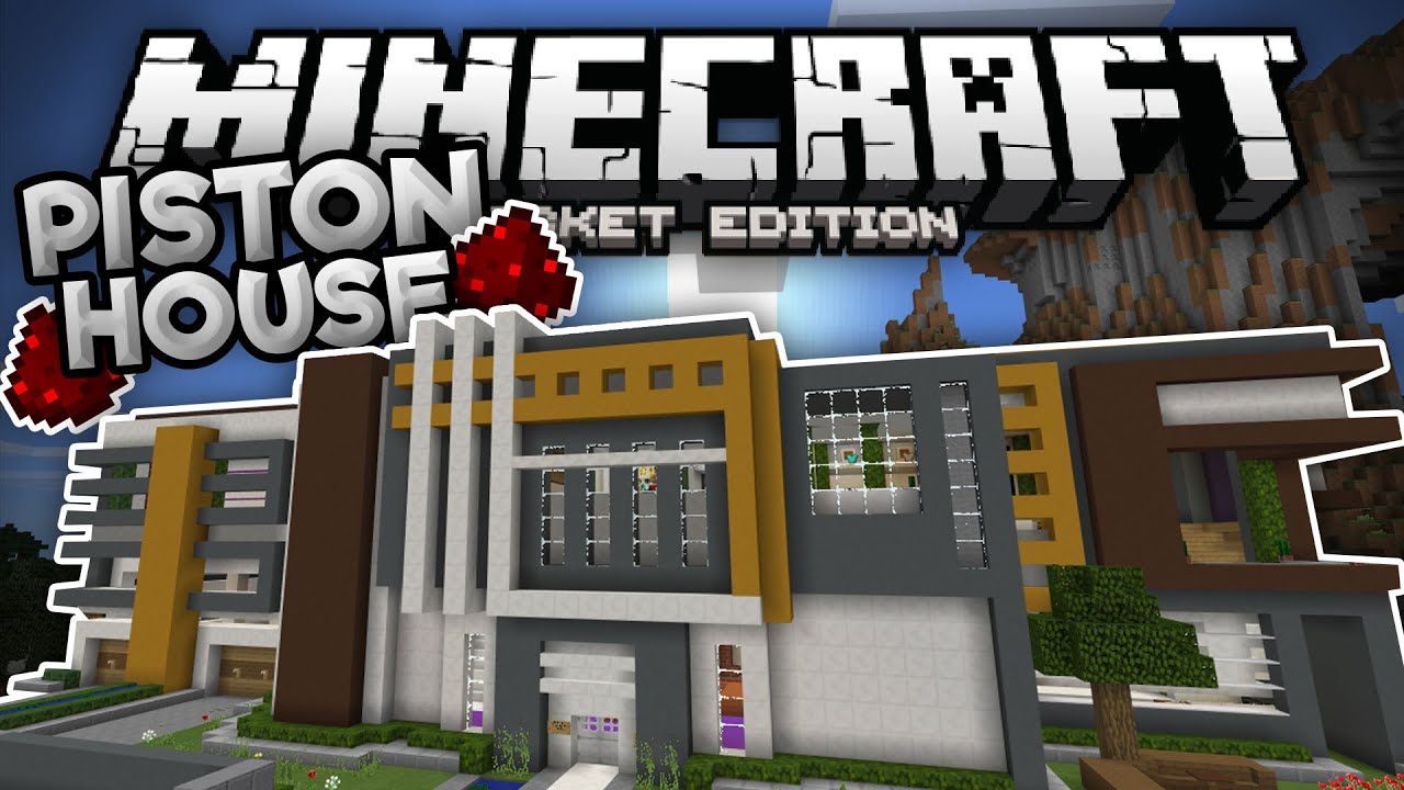 Modern Piston Mansion In Mcpe Insane Redstone House Creation Minecraft Pe Pocket Edition Youtube