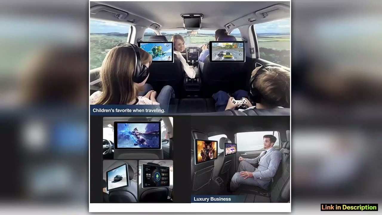 101 Inch HD 1280720 Android Car Headrest Monitor Back Seat Multimedia Apple Carplay Ambient Lights