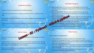Lesson - 01 : Python3 - What is python
