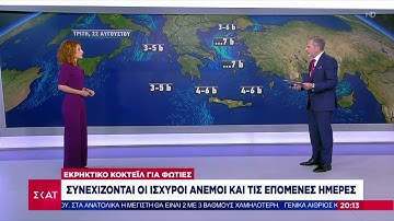Καιρός: Συνεχίζονται οι ισχυροί άνεμοι και τις επόμενες ημέρες | Βραδινό δελτίο | 21/08/2023