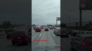 Heavy traffic I-25 North rush-hour in Denver, Colorado ￼