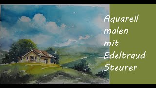 Aquarell Landschaft in den Bergen  - watercolor landscape step by step- undertitle in english