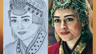 How to draw a girl face 2020 || Halima Ertugrul Drawing | Pencil Sketch| halima sultan çizim |esboço