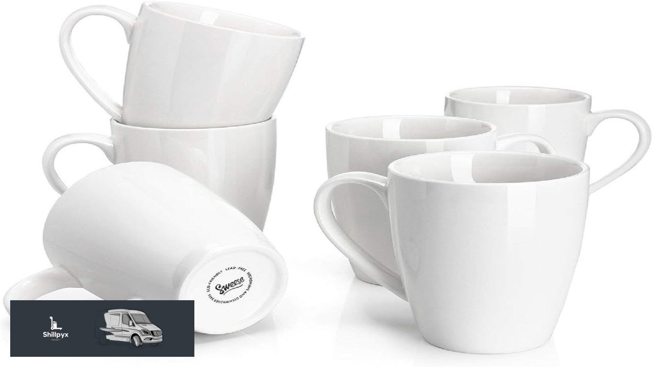 Sweese Porcelain Coffee Mugs 16 Ounce Set of 6 Cups
