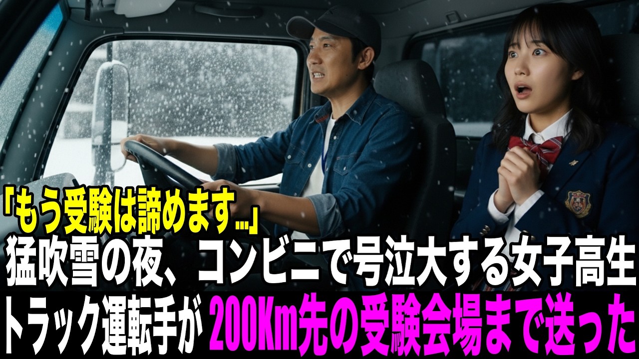 猛吹雪の夜、コンビニで号泣する女子高生、トラック運転手が200Km先の受験会場まで送った結果