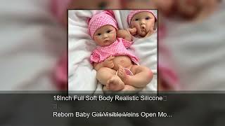 18Inch Full Soft Body Realistic Silicone Reborn Baby Girl Visible Veins Open Mouth Doll for Adv screenshot 5