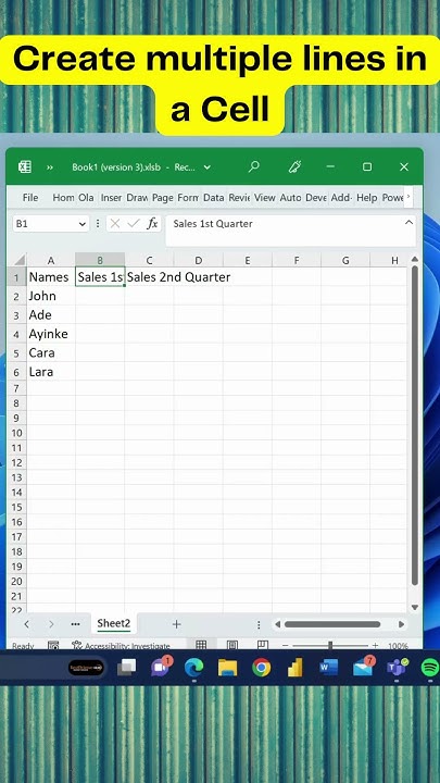 Create multiple lines in a Cell - YouTube