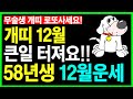 1958년 무술생 개띠는 12월 큰일 터져요ㅣ무술생 12월 빚 청산할 수 있어요ㅣ개띠12월운세ㅣ무술생 개띠 12월 큰일 터져요 #개띠운세