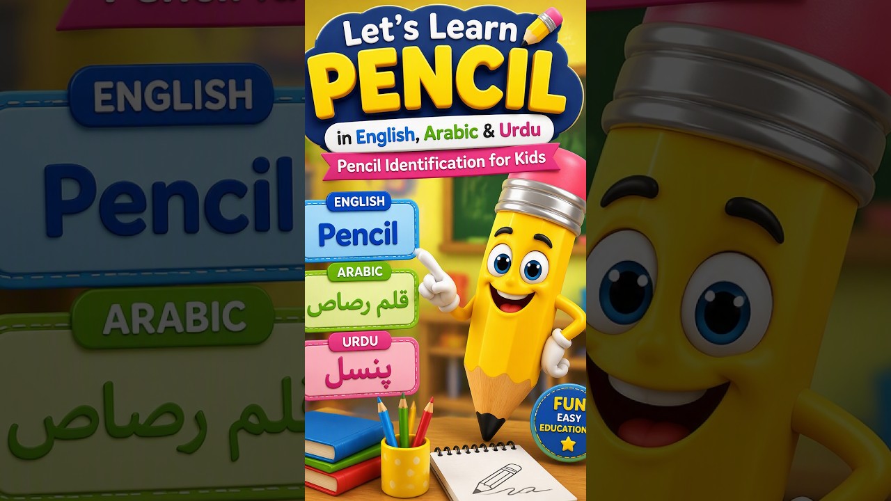 ✏️ Let's Learn Pencil in English, Arabic & Urdu | Pencil Identification for Kids