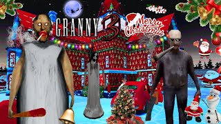 GRANNY 3 CHRISTMAS 🎄 MODE FULL GAMEPLAY | BRIDGE ESCAPE IN GRANNY HOUSE 🏠