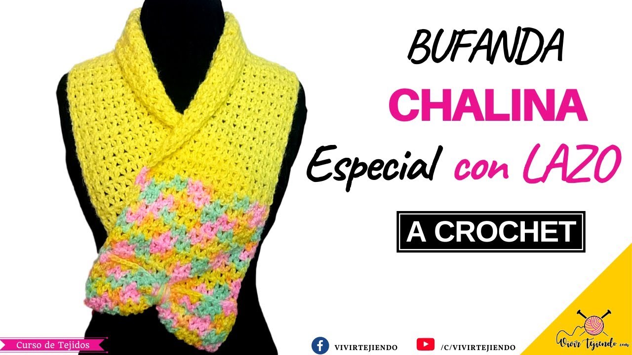 bufanda de moño a crochet