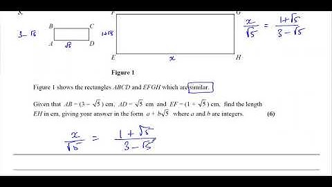 [10] AS (IAL) Pure Mathematics (P1) Solomon Paper K  Q3 Simplifying Surds, Similarity