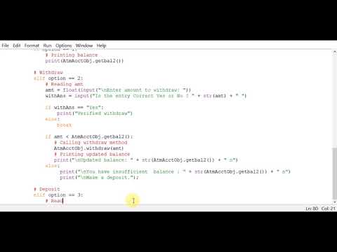 Python ATM Code for Account balance, Withdraw, and Deposit - YouTube