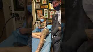 shading on the snake project we started last time  in her calf from need to ankle This leg sleeve is