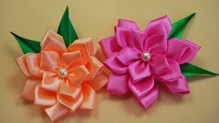 ЦВЕТЫ из атласных лент. Канзаши / Ribbon Flower Tutorial / ✿ NataliDoma(Мастер-класс. Как сделать красивые цветы из атласных лент. Канзаши. How to make beautiful flowers of satin ribbons. Tutorial ✿ Мой..., 2013-10-14T20:55:03.000Z)