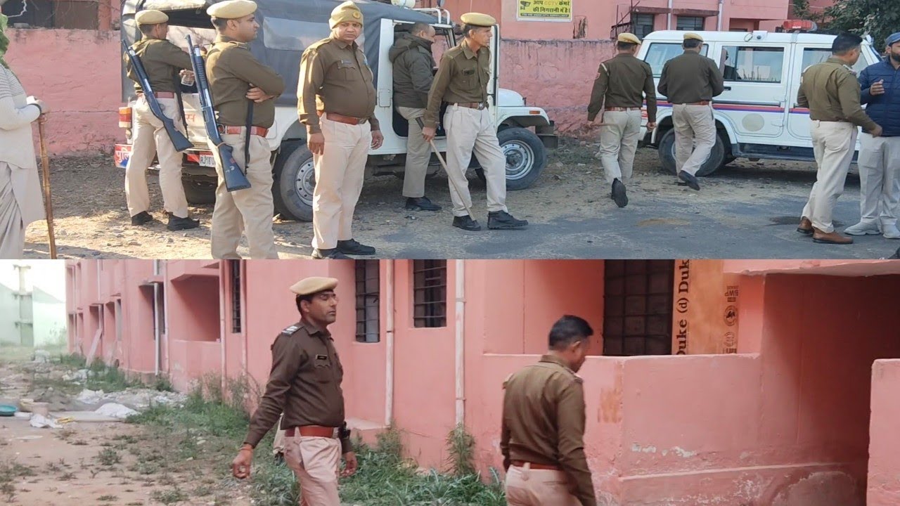 झुंझुनू मंड्रेला रोड पर मुख्यमंत्री जन आवास योजना में पुलिस की रेड सैकड़ो फ्लैटों की ली गई तलाशियां