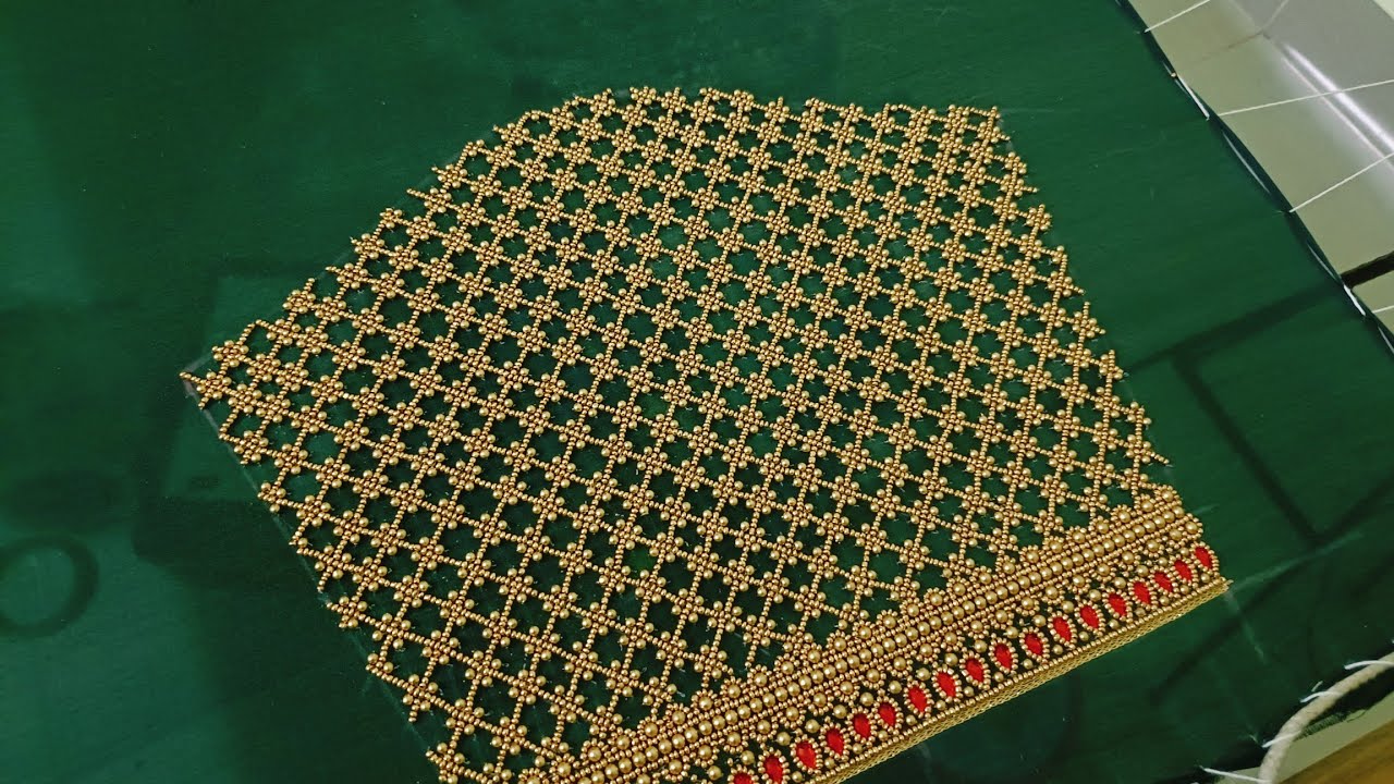 checked sleeve aari work design/checked sleeve blouse design